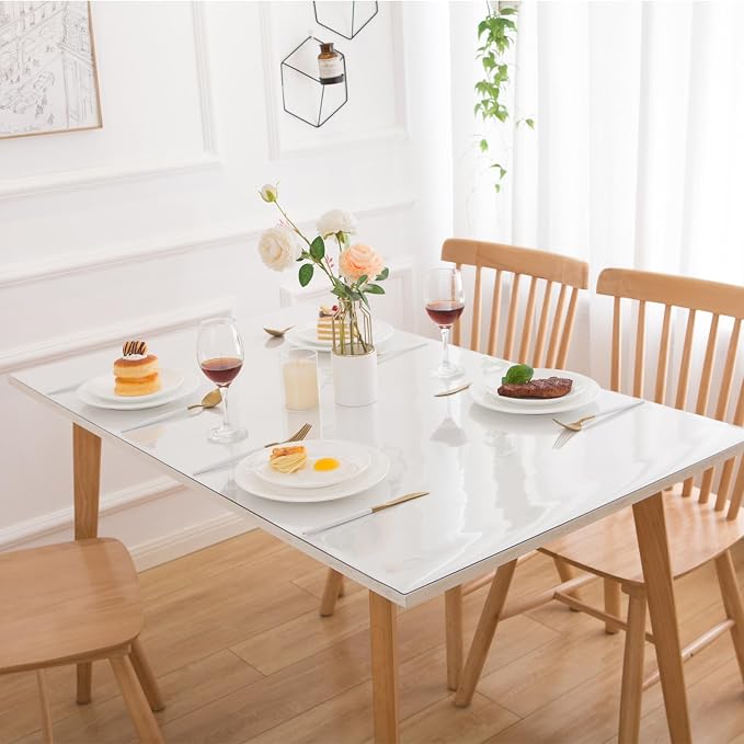 48 x 48 Inch Clear Table Cover Protector, 1.5mm Plastic Table Cover, Waterproof - Image 2