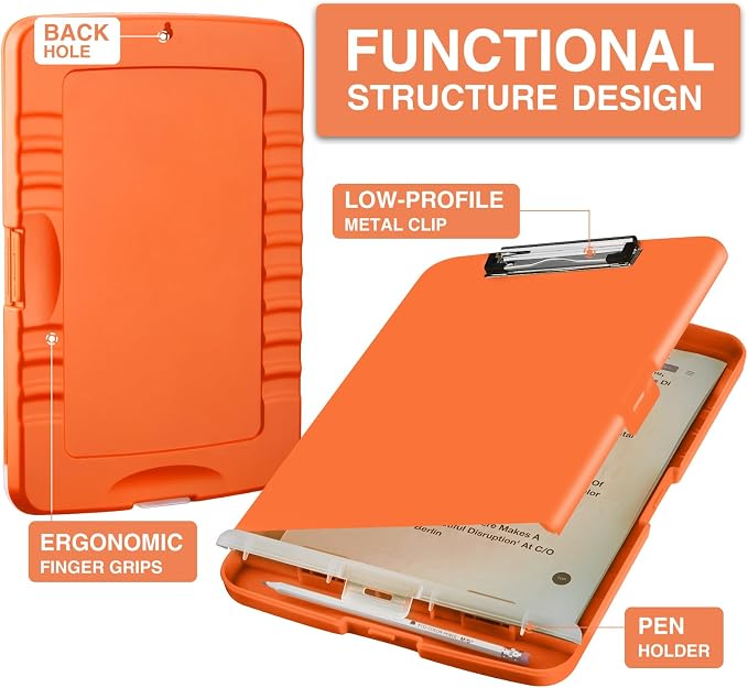 Sooez Clipboard with Storage, Clip Board 8.5 x 11 with Pen Holder, Plastic - Image 2