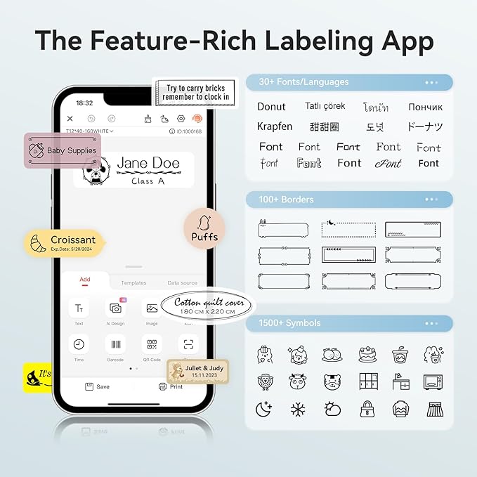 NIIMBOT Label Maker Machine Bluetooth Label Printer for School Home Office Organization,Wireless Mini Labeler D110 Upgraded Version, Label Machine with Label, Light Blue-DeskLoop Office