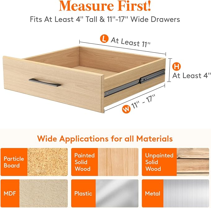 Lifewit 5 Pack 4" High Drawer Dividers 28-43.5cm/11-17" Adjustable Drawer - Image 2