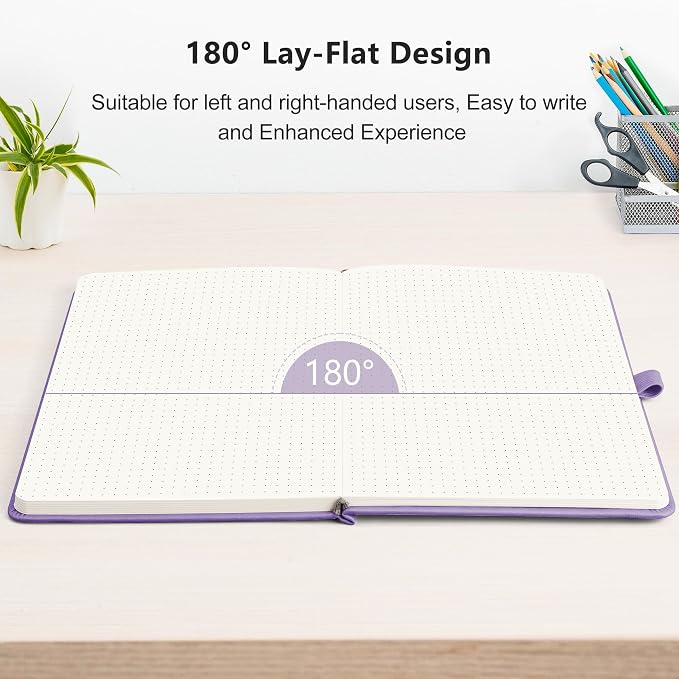 RETTACY Dotted Journal Notebook, 192 Pages, A5 Medium Size, Leather Hardcover - Image 6