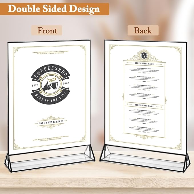 Floroom 6 Pack 8.5x11 Inch Clear Acrylic Sign Holders, Double-Sided Black - Image 4