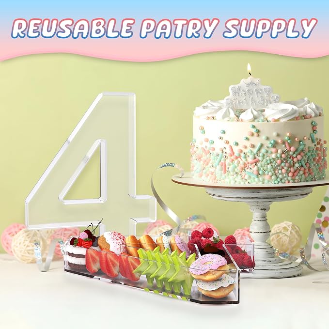 11" Acrylic Number Charcuterie Board Box, Reusable Fillable Number Cake Candy - Image 5