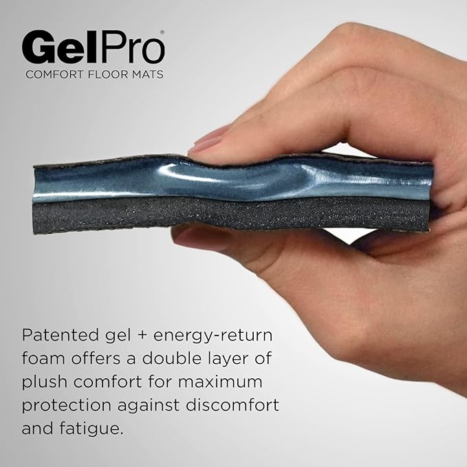 GelPro Elite Premier Gel & Foam Anti-Fatigue Kitchen Floor Comfort Mat, 20" x 48", Basketweave Khaki-DeskLoop Office