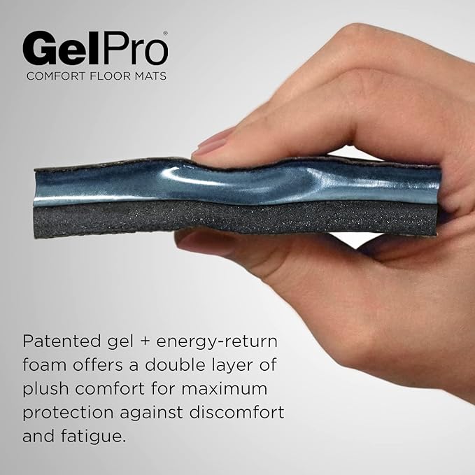 GelPro Elite Premier Gel & Foam Anti-Fatigue Kitchen Floor Comfort Mat, 20" x 72", Basketweave Khaki-DeskLoop Office