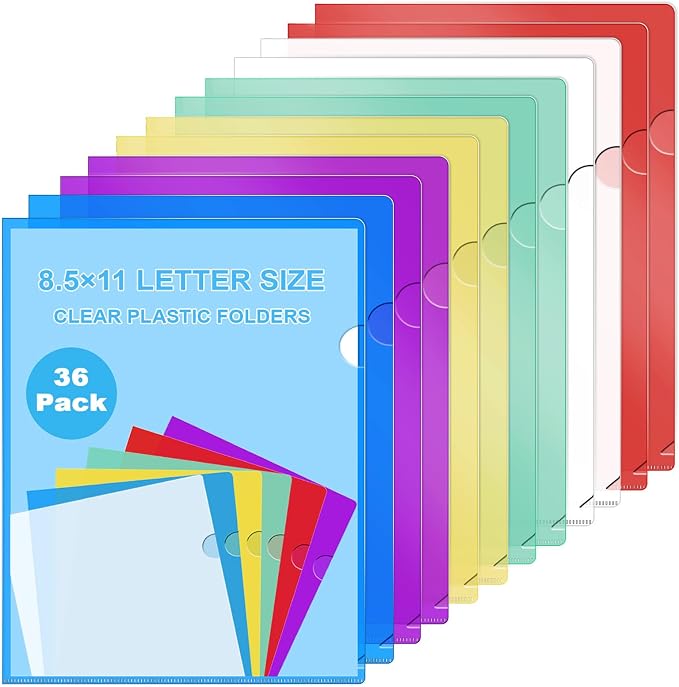 36Pack Clear Plastic File Folders Sleeves by Ysglory