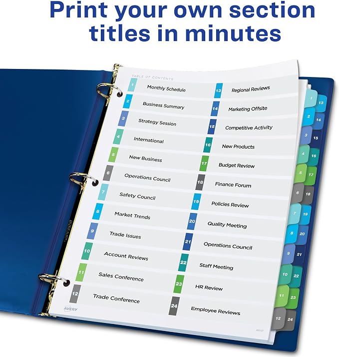 Avery Double Column 24 Tab Dividers - Image 2