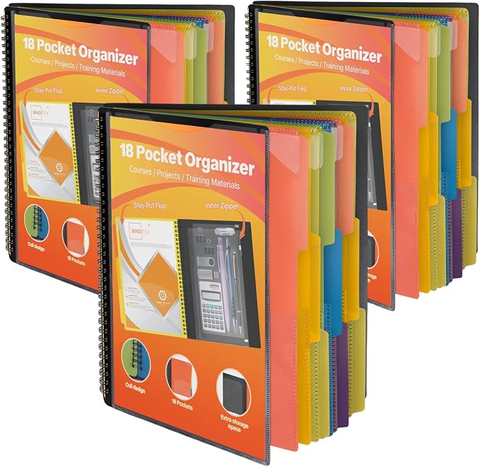 3 Pack 18 Pocket Poly Project Organizer by Binditek