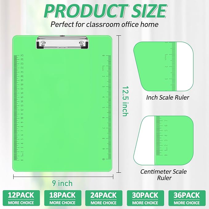 Plastic Clipboards, PANDRI 24 Pack Clear Colored Clipboards, Low Profile Clip - Image 2