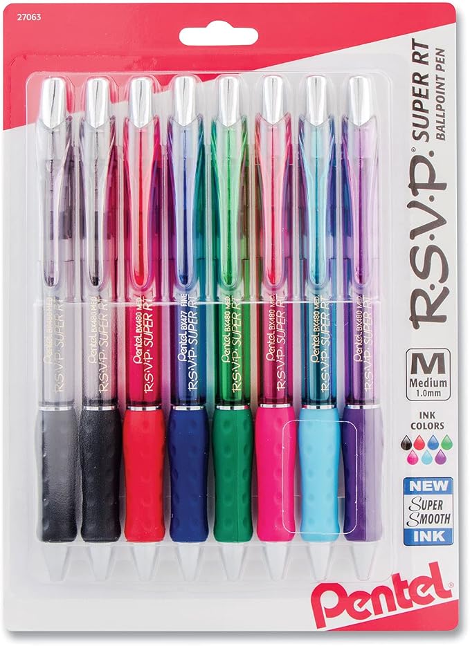 Pentel RSVP Super-Smooth Ballpoint Retractable Pen, 8 Pack - Image 3