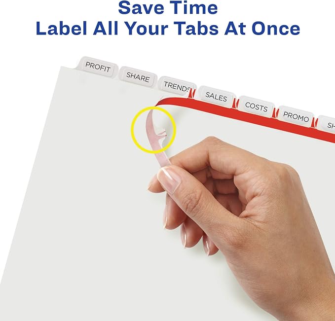 Avery 8 Tab Dividers for 3 Ring Binder, Easy Print & Apply Clear Label Strip - Image 5