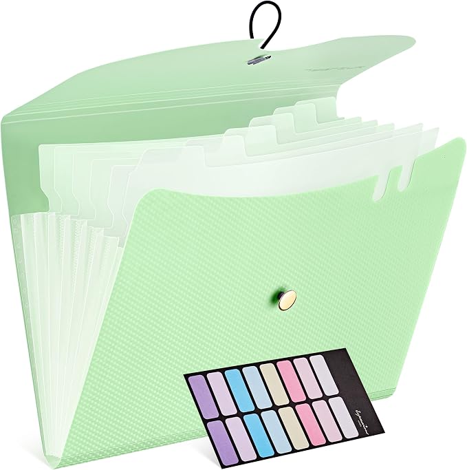 JARLINK 7 Pockets Expanding File Folder, A4 Size Accordion File Folders by JARLINK