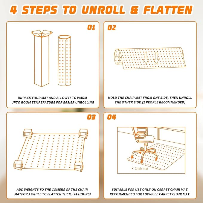 Office Chair Mat for Carpeted Floors, Desk Mats 48"X30" for Rolling Desk on Low - Image 7