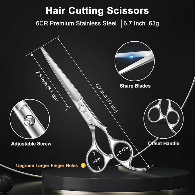 CIICII Hair Cutting Scissors Shears Kit, Professional Barber Haircut Scissors - Image 2