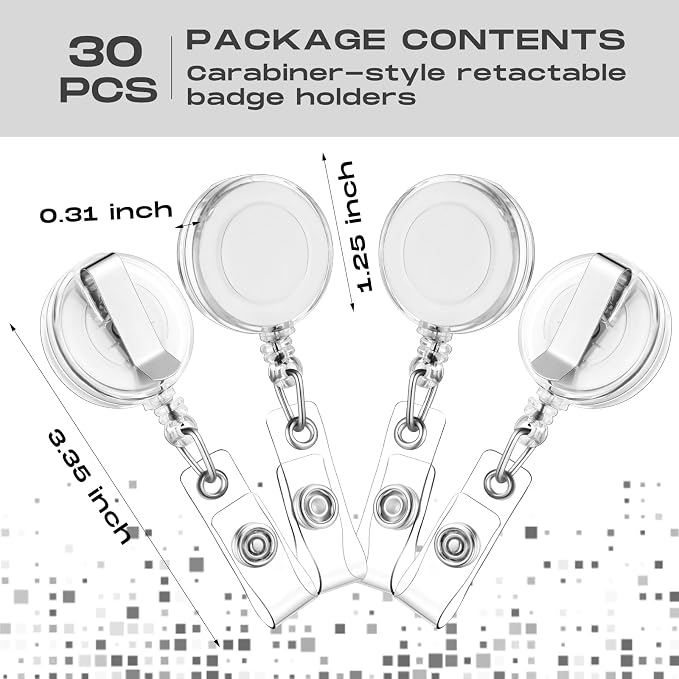 Zonon 30 Pcs Retractable Badge Reel Clips ID Card Holder Reel - Image 2