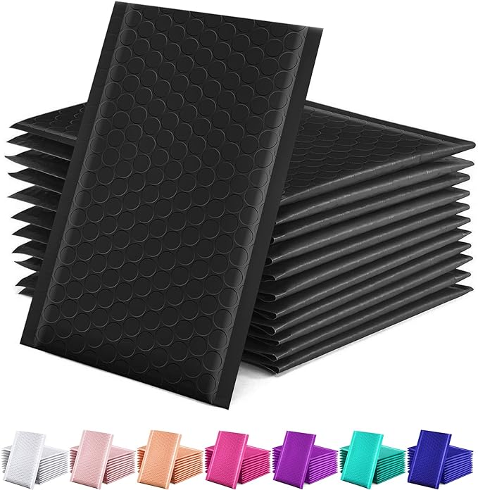 GSSUSA Black Bubble Mailers 4x8 Inches 50 Pack, Usable Size 4X7" Bubble by GSSUSA