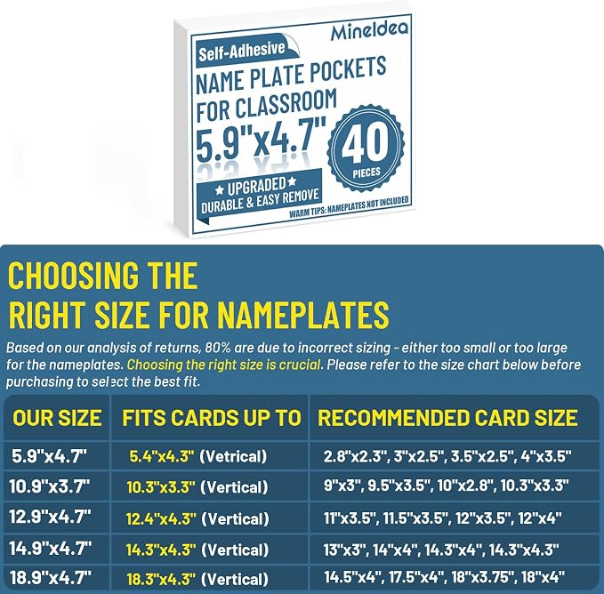 40 PCS Nameplate Pocket, 5.9" x 4.7" Adhesive Desk Nameplates Name Tag Pocket - Image 8