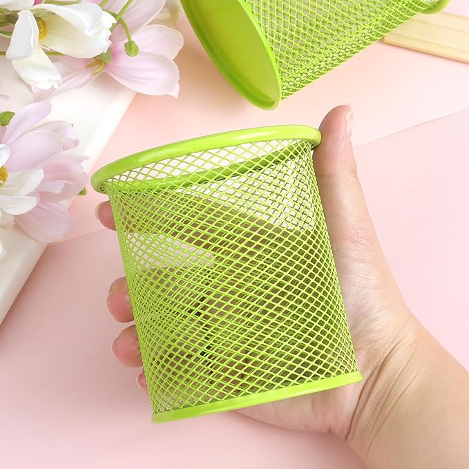 Tamaki Pen Holder Cup for Desk, Wire Mesh Pencil Cup Holder for Desk Office Pen Organizer (Green)-DeskLoop Office