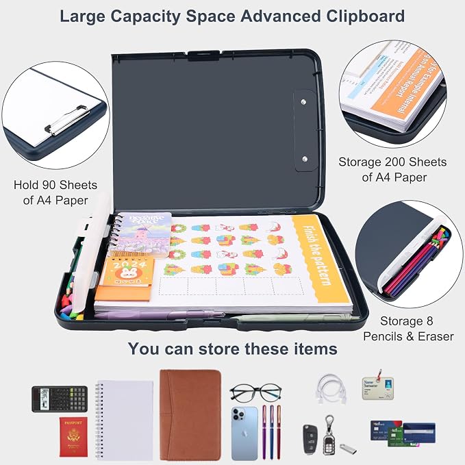 SFLHHDM Storage Clipboard with Pen Holder, High Capacity Clipboards - Image 2