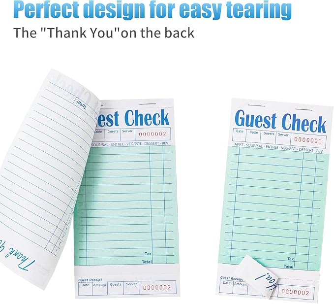 ZPARIK 4 Pack Green Guest Checks Books - Image 3
