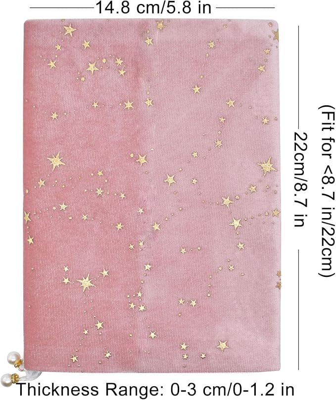 BLBMH Book Covers for Paperbacks Fit for 5.5x8.5 inch Book Bible Adjustable Book Sleeve Cover for Women Over 15 Soft Cloth Protector for Bible Novels - Stars Pink-DeskLoop Office