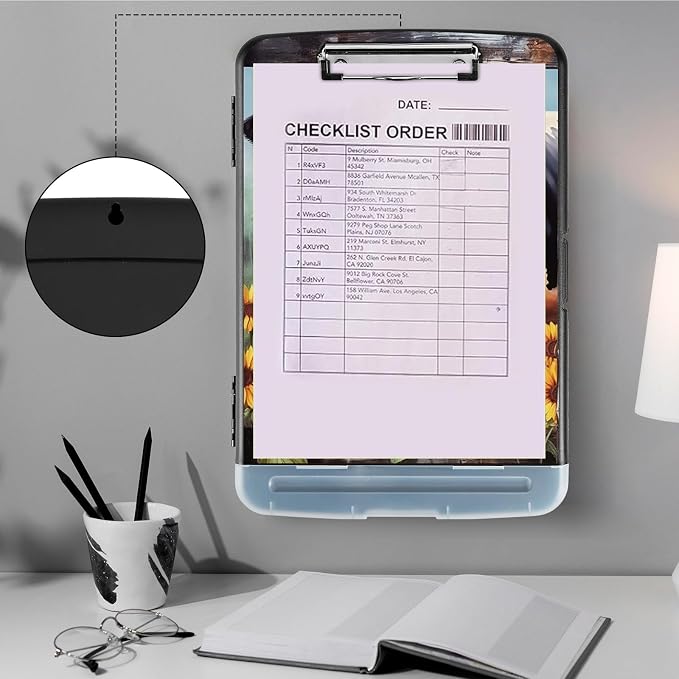 Clipboard with Storage, Heavy Duty Plastic Storage Clipboard with Low Profile - Image 4
