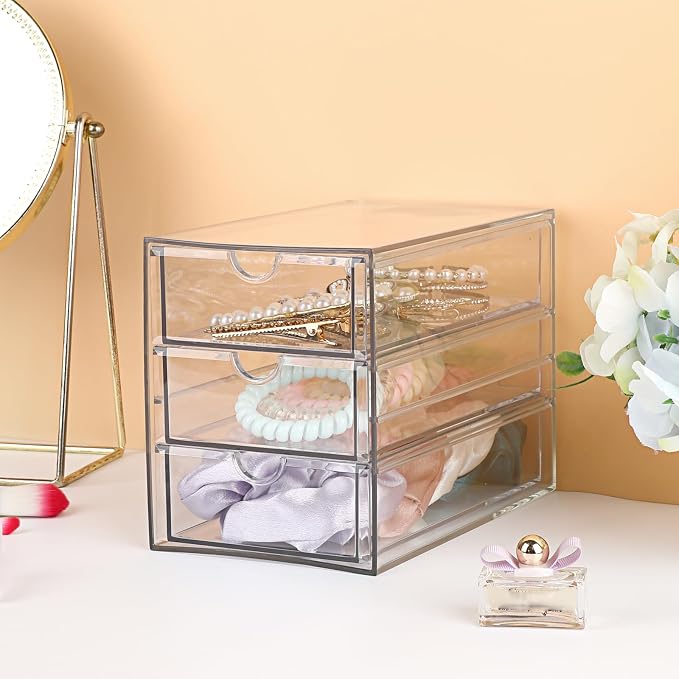 Hipiwe 3 Drawers Acrylic Drawer Organizer Clear Desktop Organizer - Image 5