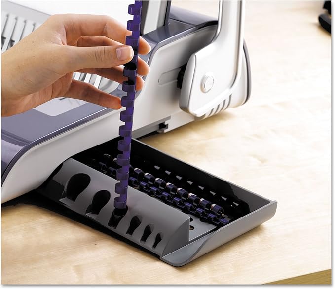 Fellowes 5216901 Quasar 500 Electric Comb Binding System, 16 7/8 x 15 3/8 x 5 1/8, Metallic Gray-DeskLoop Office