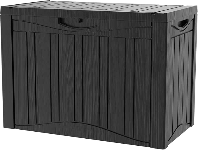 50 Gallon Outdoor Storage Box Waterproof Lockable Resin Deck Box Large, Patio Storage Bin for Pool Accessories Cushion Furniture, Garden Tools, UV-Resistant Outside Delivery Black-DeskLoop Office