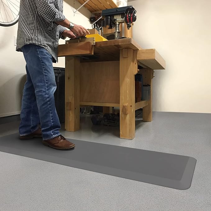 GelPro Utility Anti-Fatigue Runner Mat, Leather Grain Grey - 20x72-DeskLoop Office