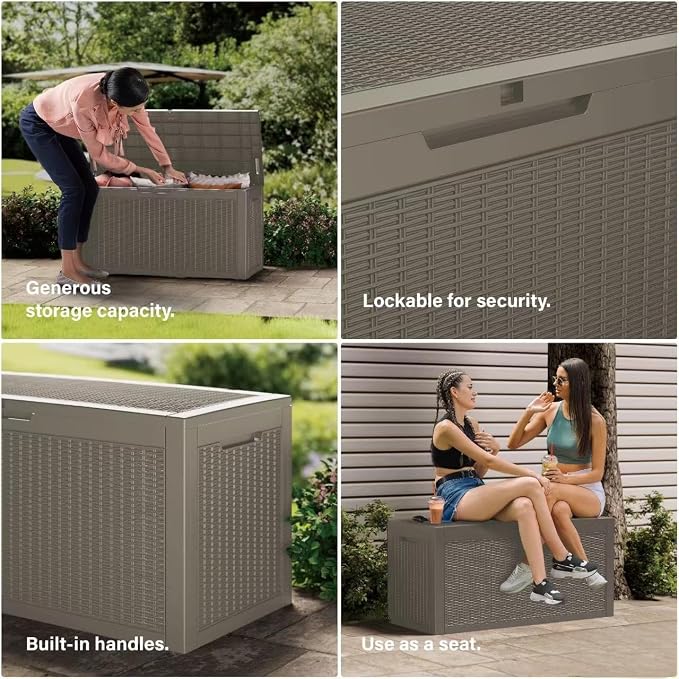 PATIOEASY Outdoor Storage Box 150GAL Waterproof Resin Deck Box, UV-Resistant - Image 8