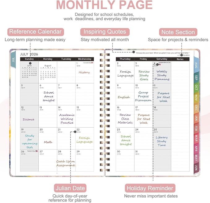 Planner 2026-2027, Weekly and Monthly Academic Planner, July 2026 - Image 3