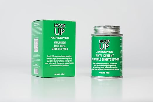 HOOK UP Adhesives Vinyl Contact Cement, Glue 4oz Waterproof, Fast-Drying Repair Adhesive for Pools, Inflatables, PVC, Air Mattresses, PVC Pipes, Tarps, Boats, Rafts, Upholstery Strong Bond, Cement-DeskLoop Office