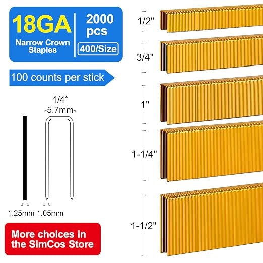 18 Gauge 1/4" Narrow Crown Staples, Project Pack - Image 2