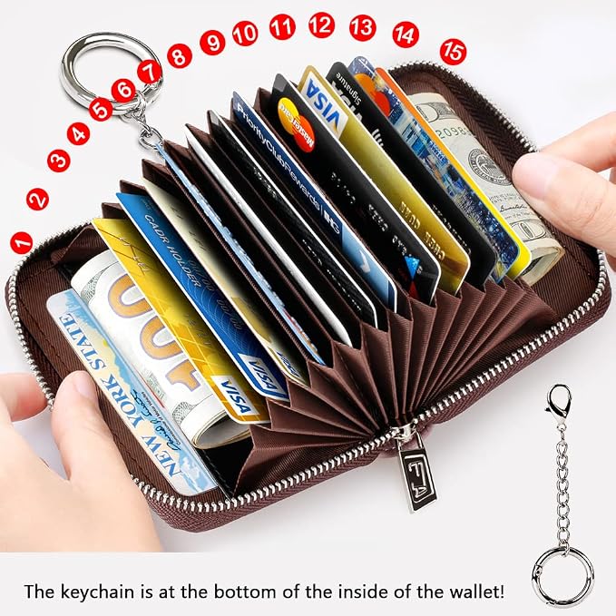 FurArt Zipper Wallet Women, RFID Blocking Credit Card Wallet, Business Card - Image 2