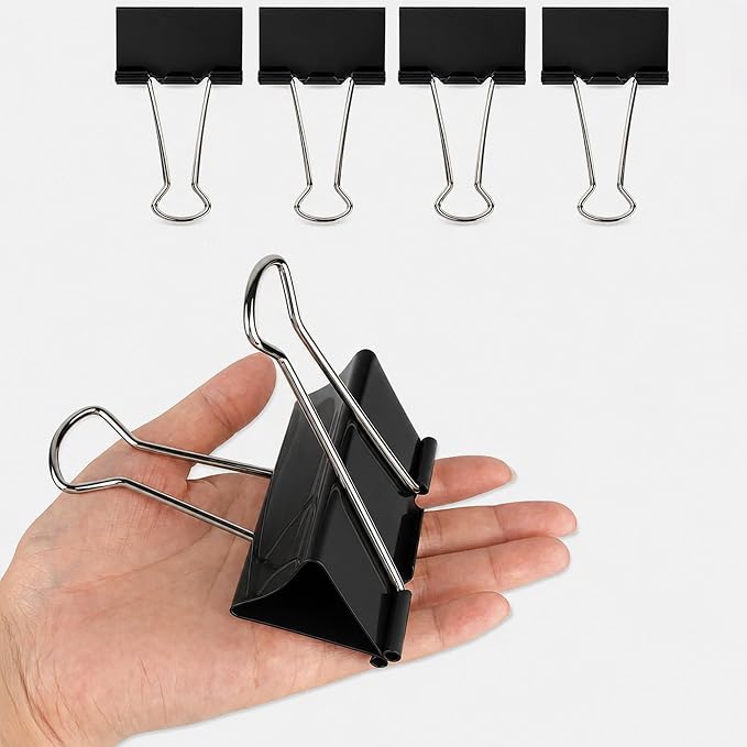 4 PCS 3 Inch Extra Large Jumbo Binder Clips – Sturdy Black Metal Paper Clamps by Unknown