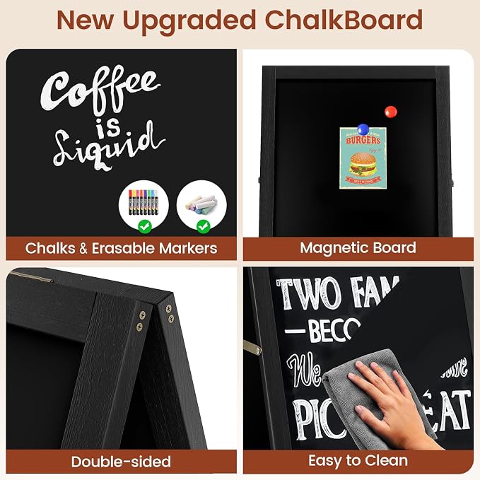 Chezerra A Frame Chalkboard Sign, Wooden Standing ChalkBoards Set - Image 3