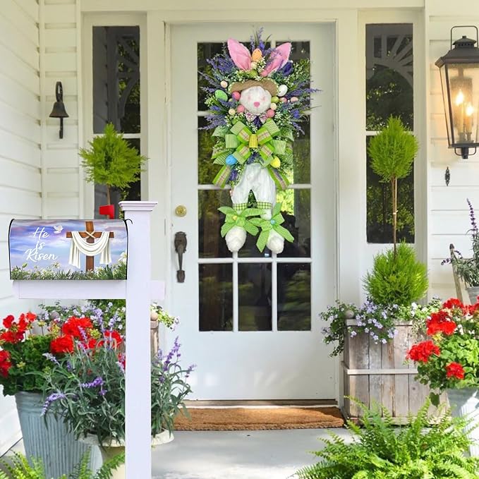 He is Risen Easter Cross Christian Mailbox Cover, 25.5x21 in Magnetic Religious - Image 2