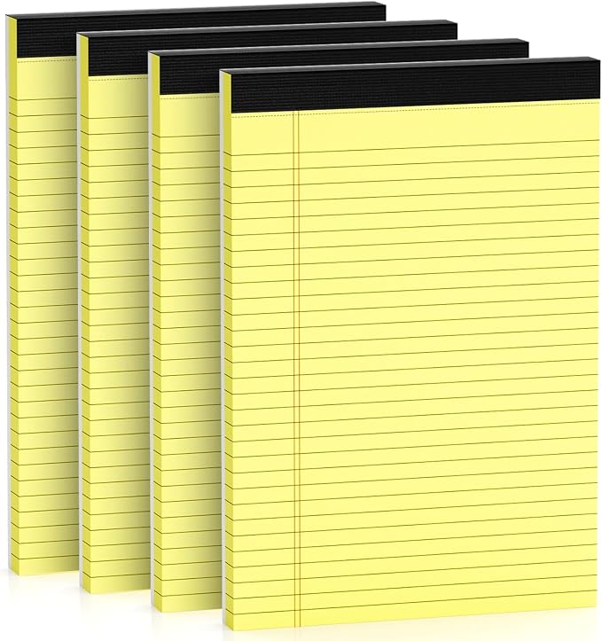 Legal Pads 8.5 x 11 Note Pads Wide Ruled 4 Pack, Lined Notepad 8.5 x 11 Canary by DORFAS