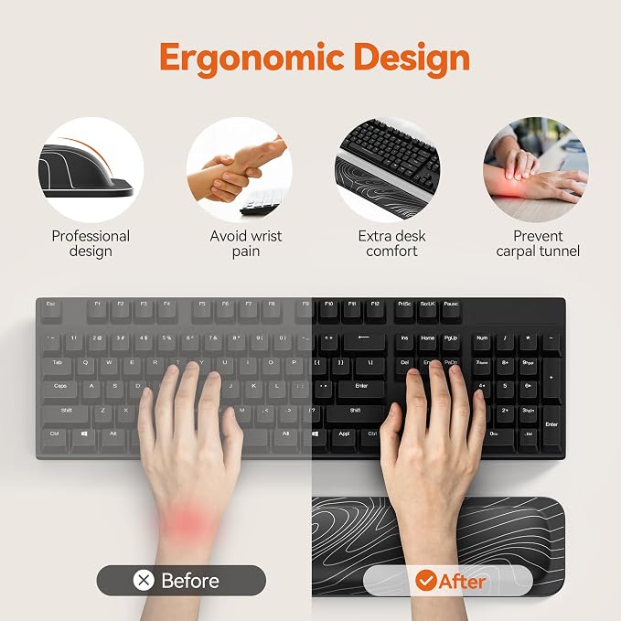 TECKNET Wrist Rest for Computer Keyboard, Thicken Memory Foam Wrist Support Pad - Image 2