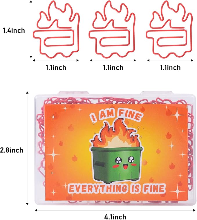50 PCS Dumpster Fire Paper Clips, Cute Fire Desk Accessories, Funny Office - Image 2
