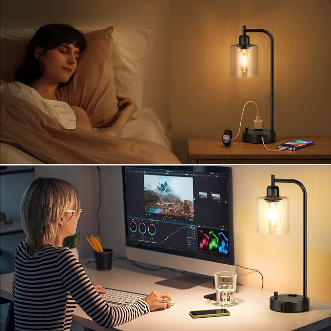 Industrial Table Lamps for Bedrooms Set of 2 - Image 6