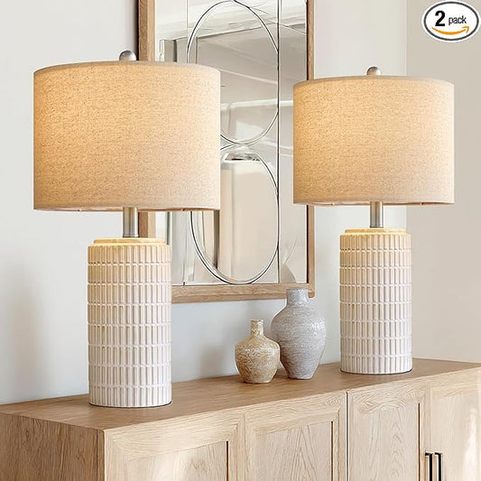 PoKat 24" Modern Ceramic Table Lamps Set of 2 by Pokat