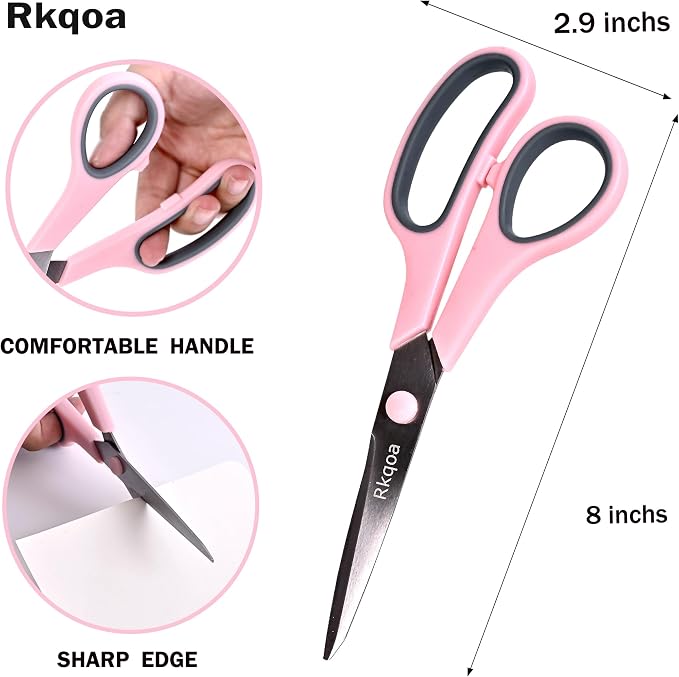 Scissors, 6 Pack 8" All Purpose Comfort-Grip Sharp Shears - Image 2
