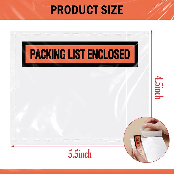 Teling 1000 Pcs Packing Slip Envelope Pouches Clear Self Adhesive Shipping - Image 3