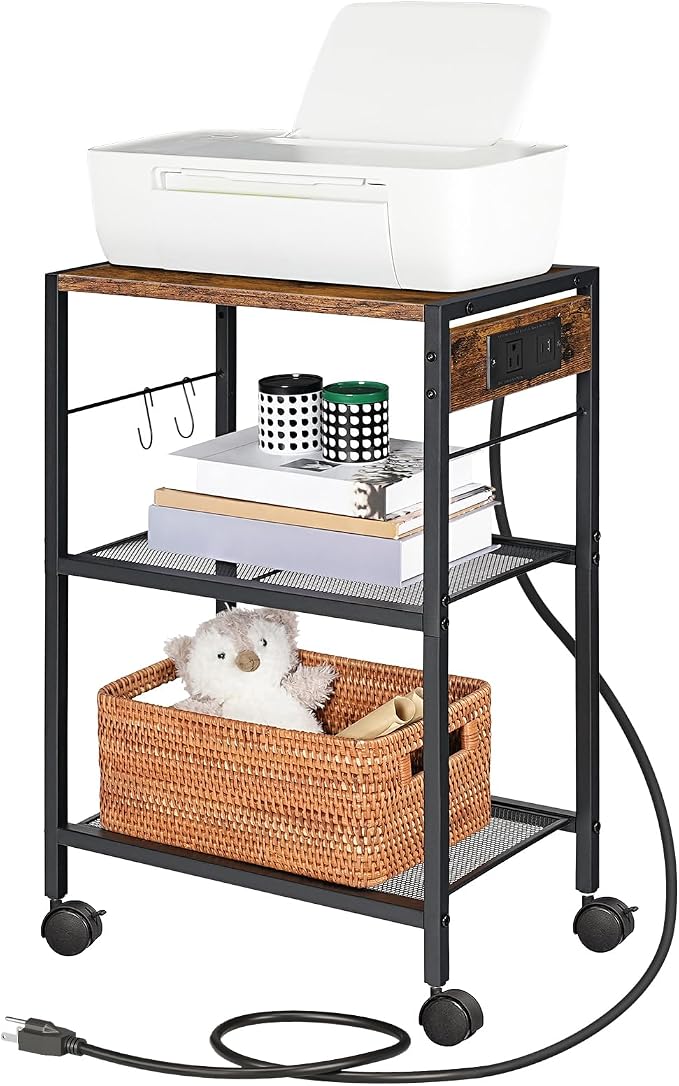 HOOBRO Industrial Printer Stand, 3-Tier Mobile Printer Table, Rolling Cart - Image 5