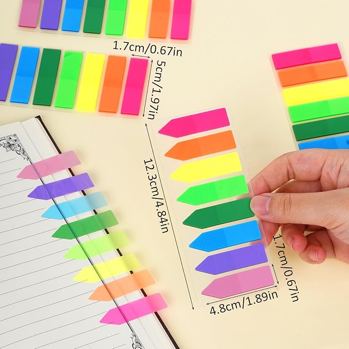 2000Pcs Page Markers Bright Sticky Tabs Translucent Arrow Flags Sticky Notes - Image 2