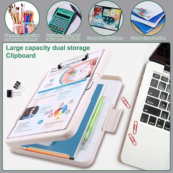 Clipboard with Storage, Heavy Duty Cleaview Clip Boards 8.5x11 with Dual Storage - Image 7