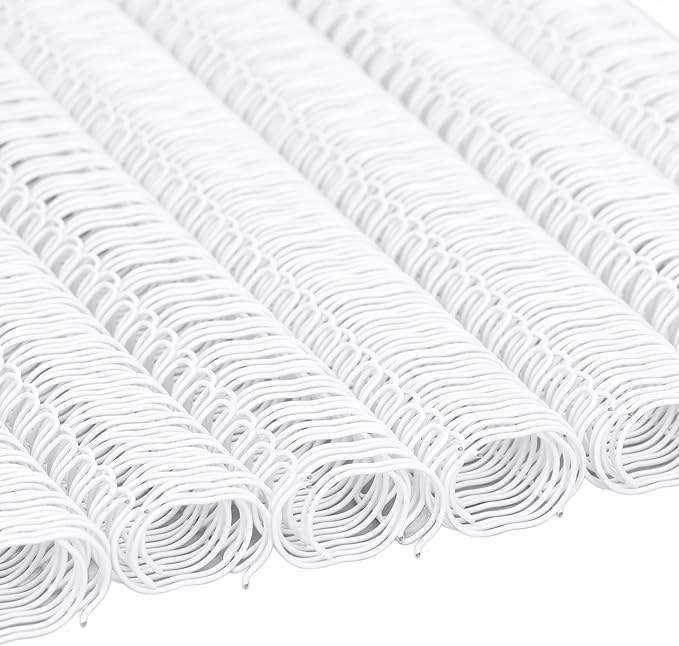100 Pack Double Loop Wire Binding Spines, YolieraArt Wire Binding Spines, 5/8 Inch Binding Wire for Letter Size (140 Sheet Capacity), 100P, 3:1 Pitch, White)-DeskLoop Office