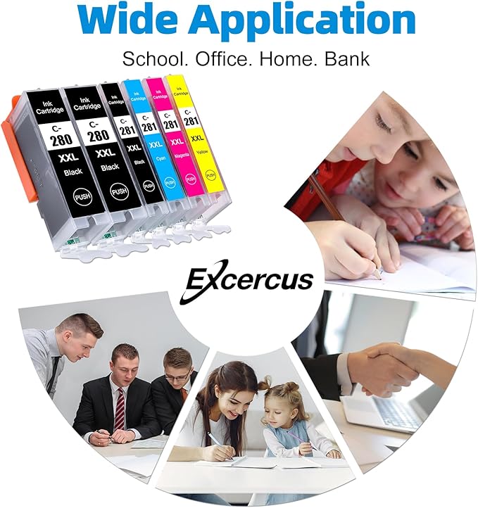 Compatible Ink Cartridge Replacement for Canon PGI-280 XXL CLI 281 Compatible with Canon Pixma TR7520 TR8520 TS6120 TS6220 TS6320 TS8120 TS8220 TS9120 TS9520 TS9521C (2PGBK & BK/C/M/Y 6 PK)-DeskLoop Office